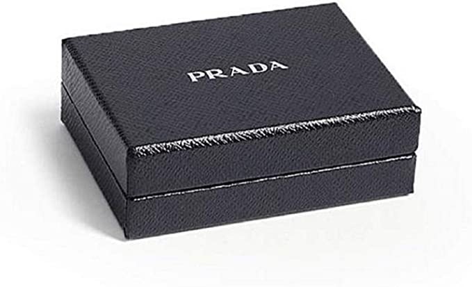 Luxury PradaSaffiano Mens Credit Card Wallet Black Nero Silver Logo