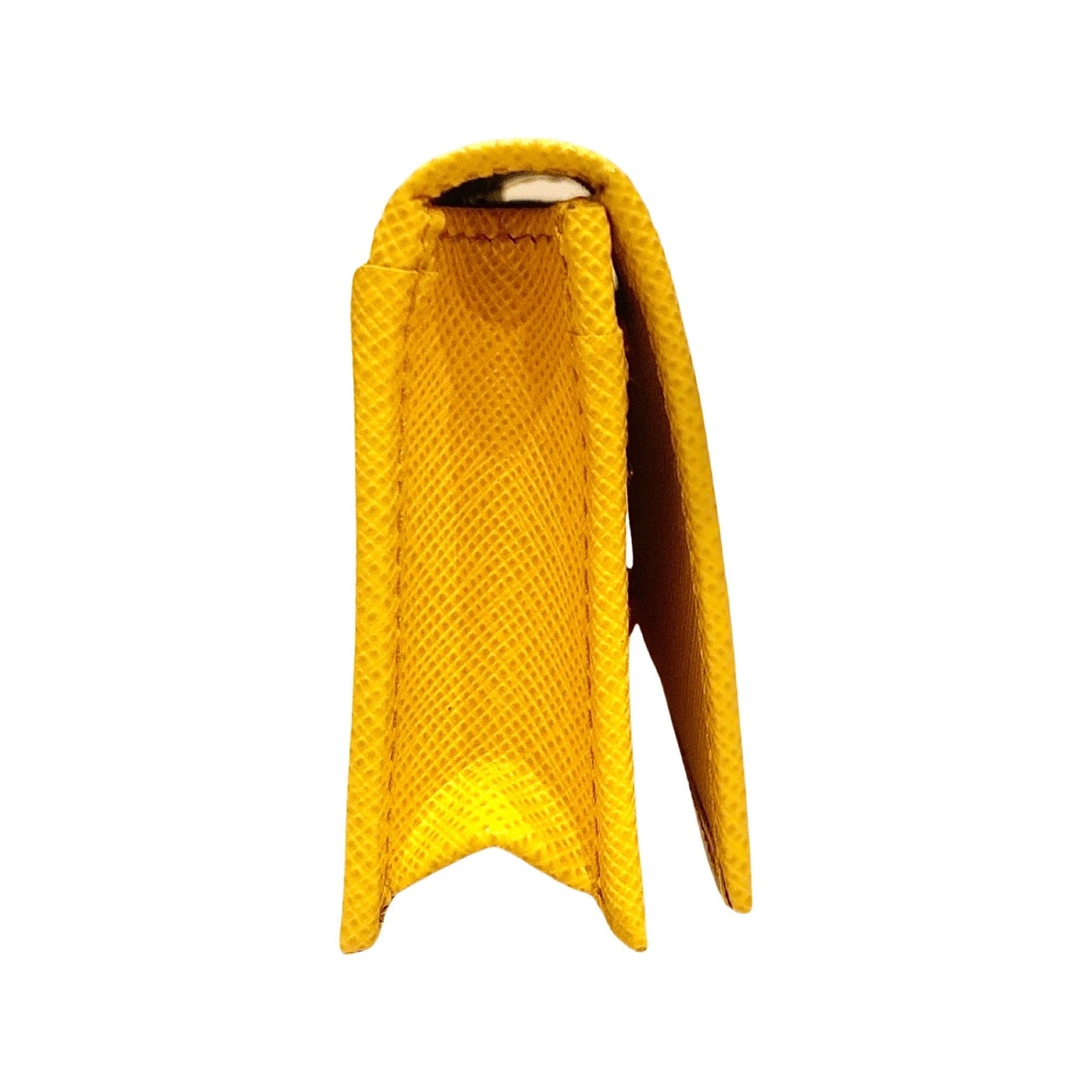 Luxury PradaSaffiano Yellow Leather Card Case Wallet