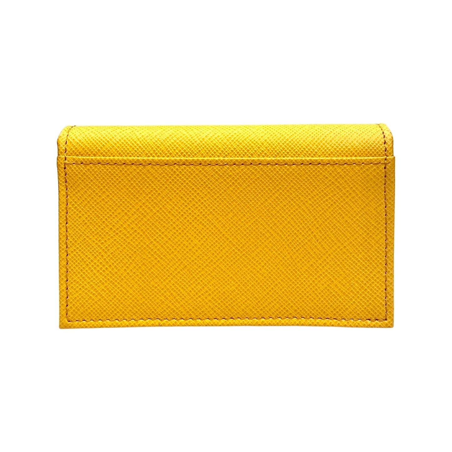 Luxury PradaSaffiano Yellow Leather Card Case Wallet