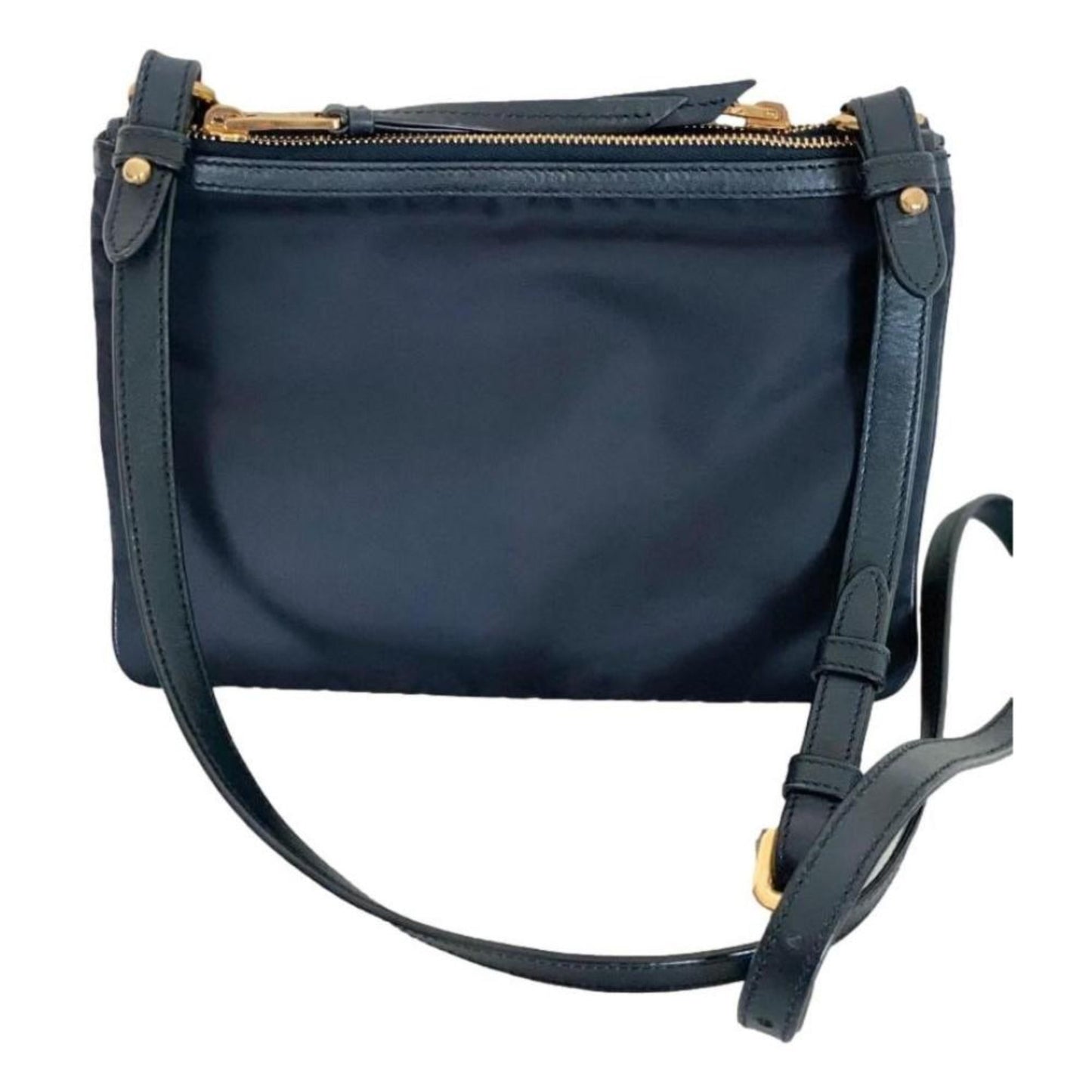 Luxury PradaTessuto Nylon Blue Zip Calf Leather Cross Body Bag