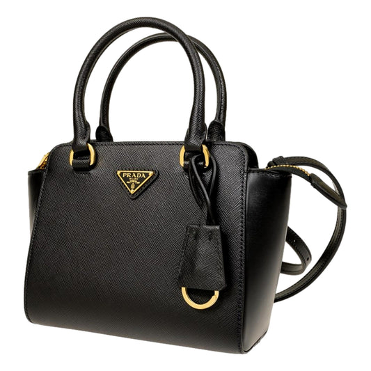 Luxury PradaTriangle Logo Black Saffiano Lux Leather Crossbody Tote Bag