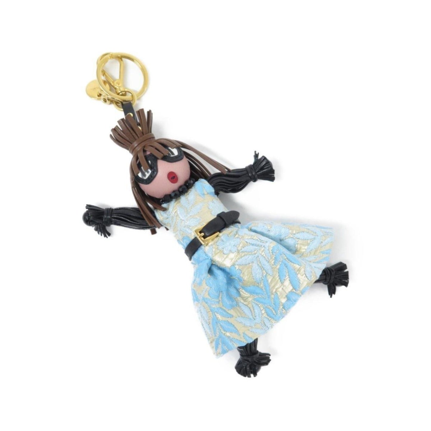 Luxury PradaTrick Pelle Azzurro Blue Dress Jasmine Doll Keyring Key Charm