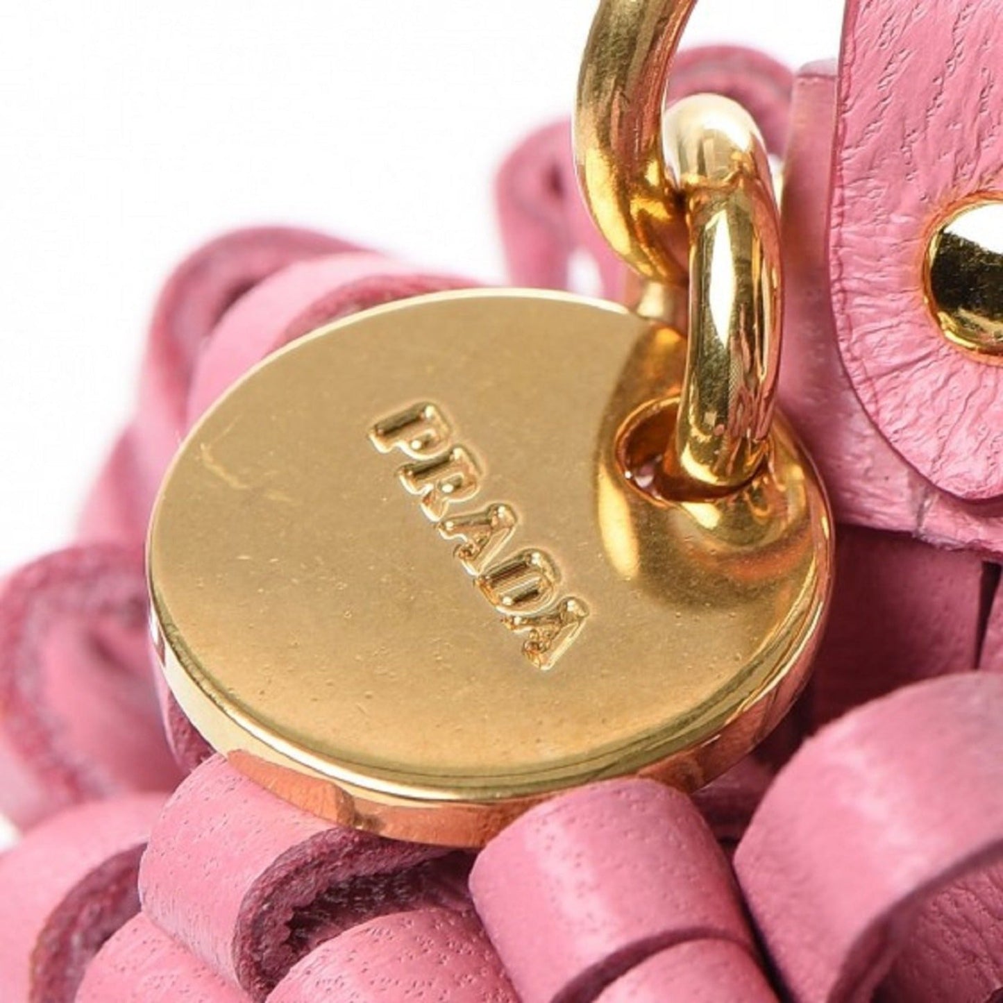 Luxury PradaTrick Pelle Key Chain Ring Bag Charm Doll Wendy Red Pink Leather