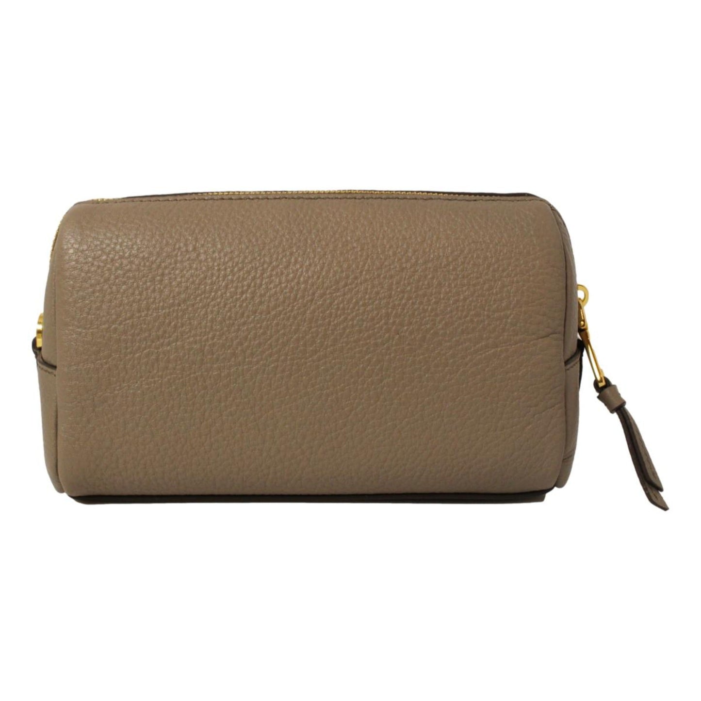 Luxury PradaVitello Daino Argilla Grey Leather Cosmetic Pouch