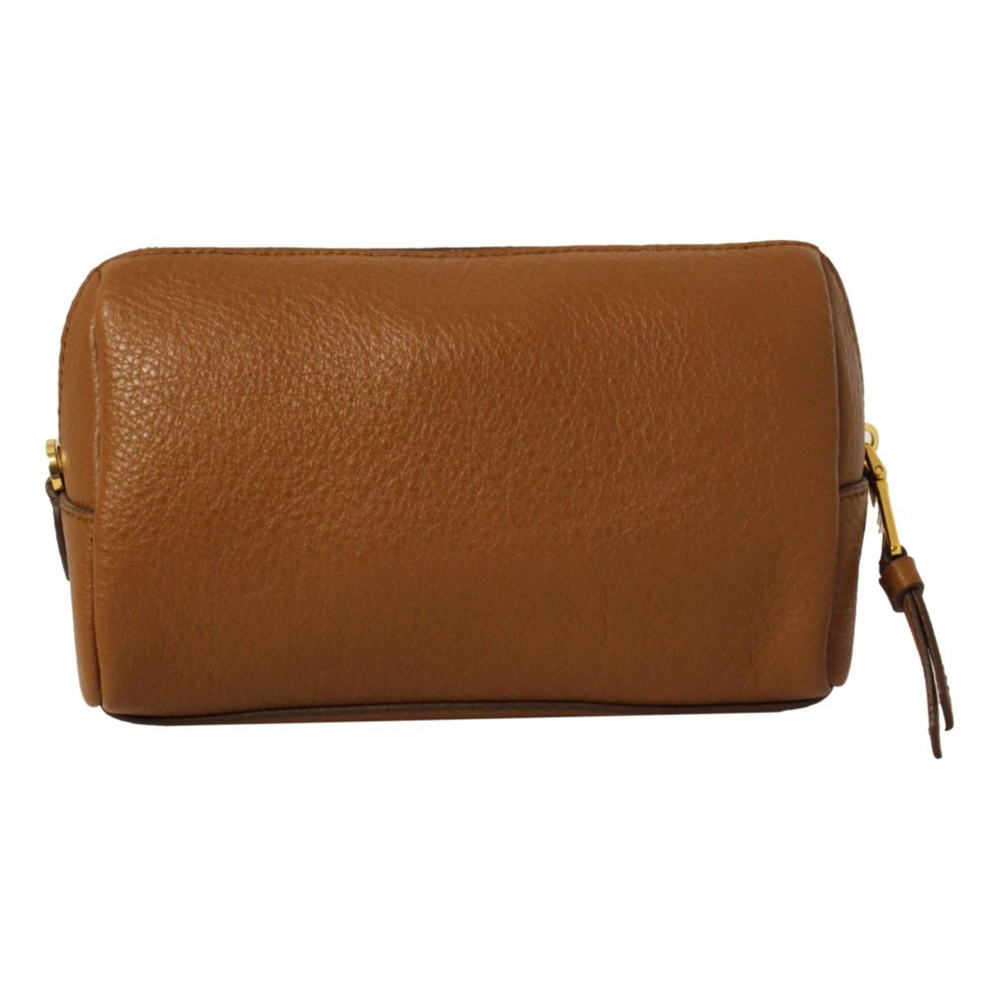 Luxury PradaVitello Daino Cannella Brown Leather Cosmetic Pouch Clutch Bag