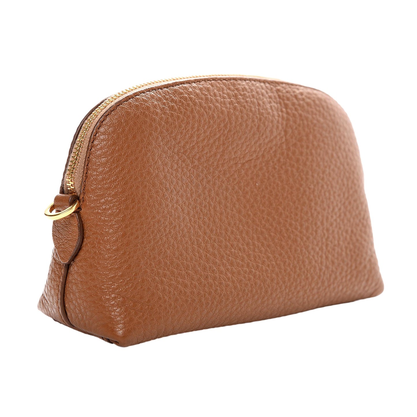Luxury PradaVitello Daino Cannella Brown Leather Small Cosmetic Case Clutch Bag