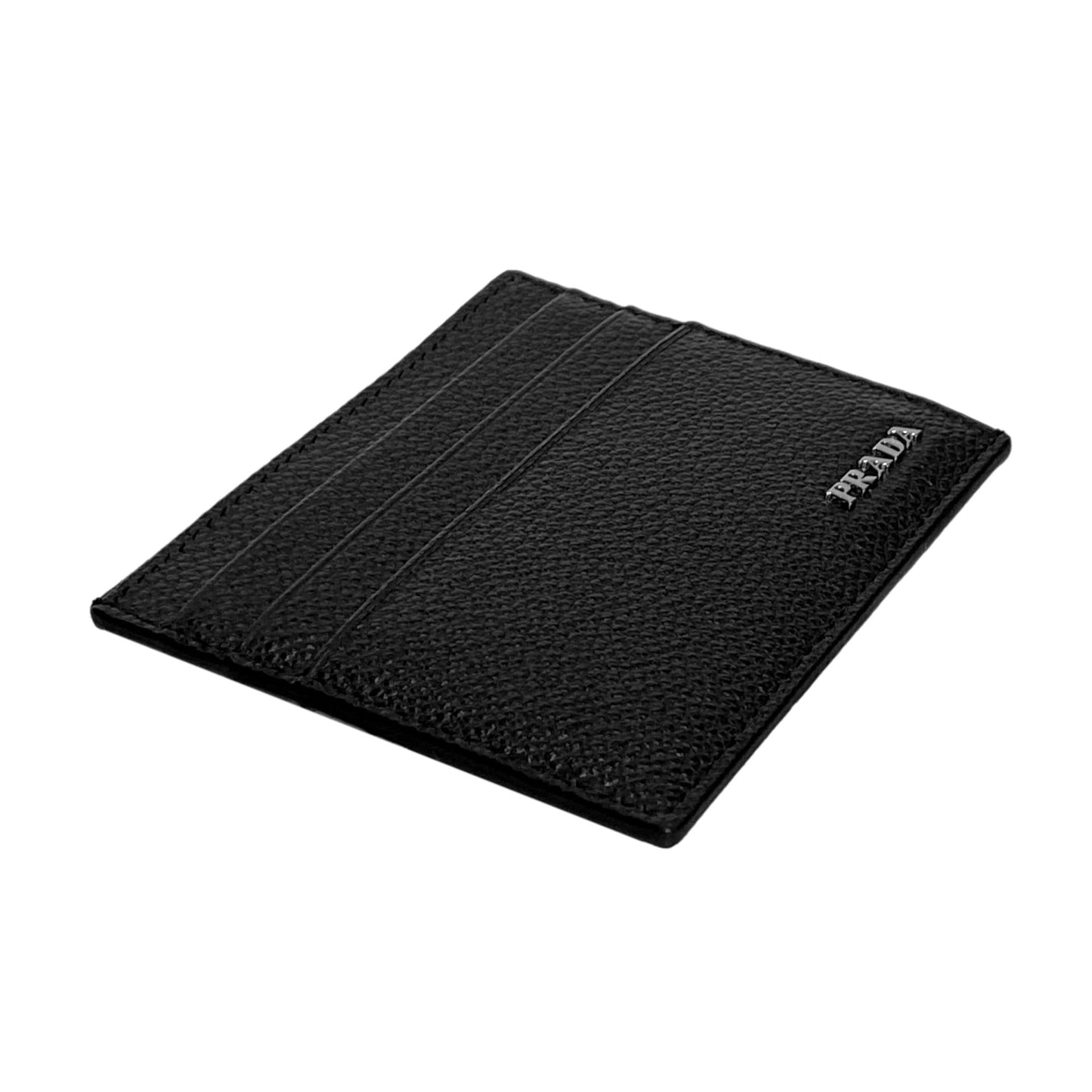 Luxury PradaVitello Micro Grain Leather Black Card Holder Wallet