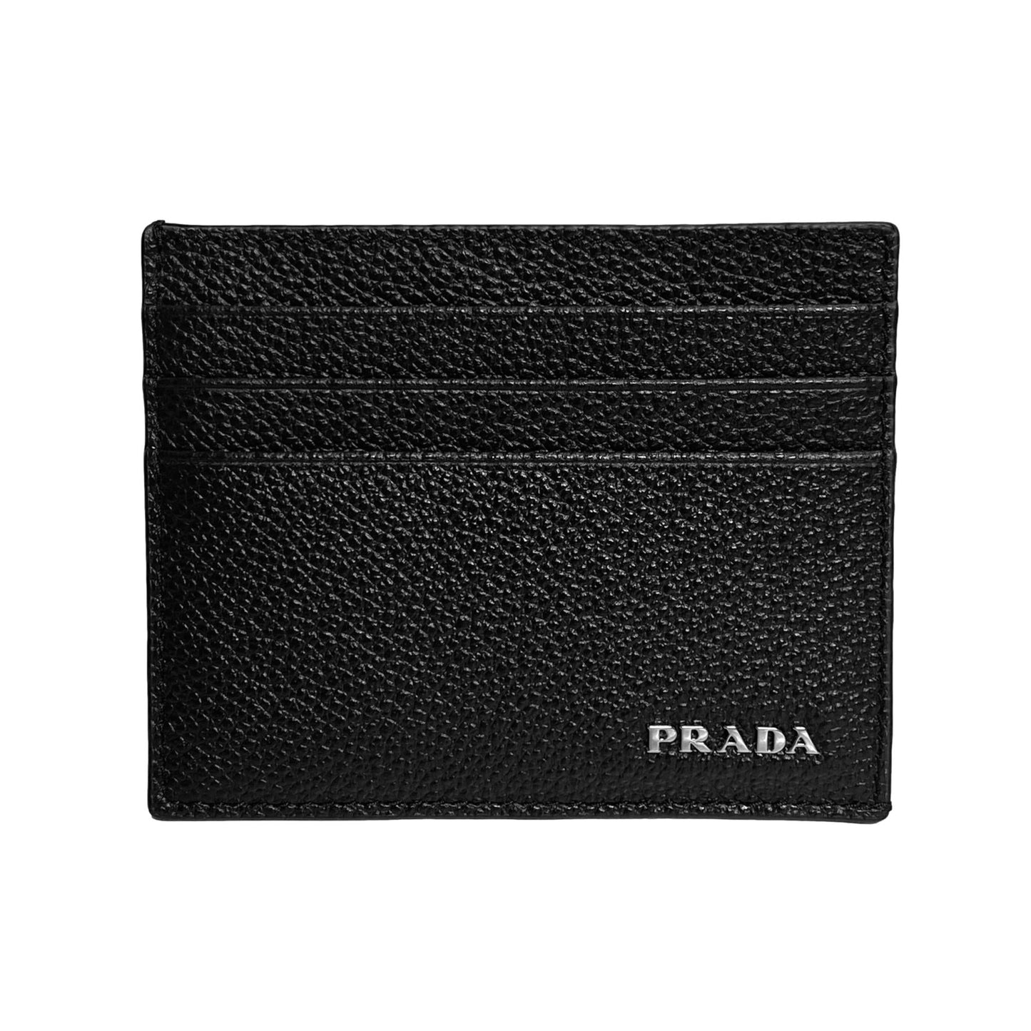 Luxury PradaVitello Micro Grain Leather Black Card Holder Wallet