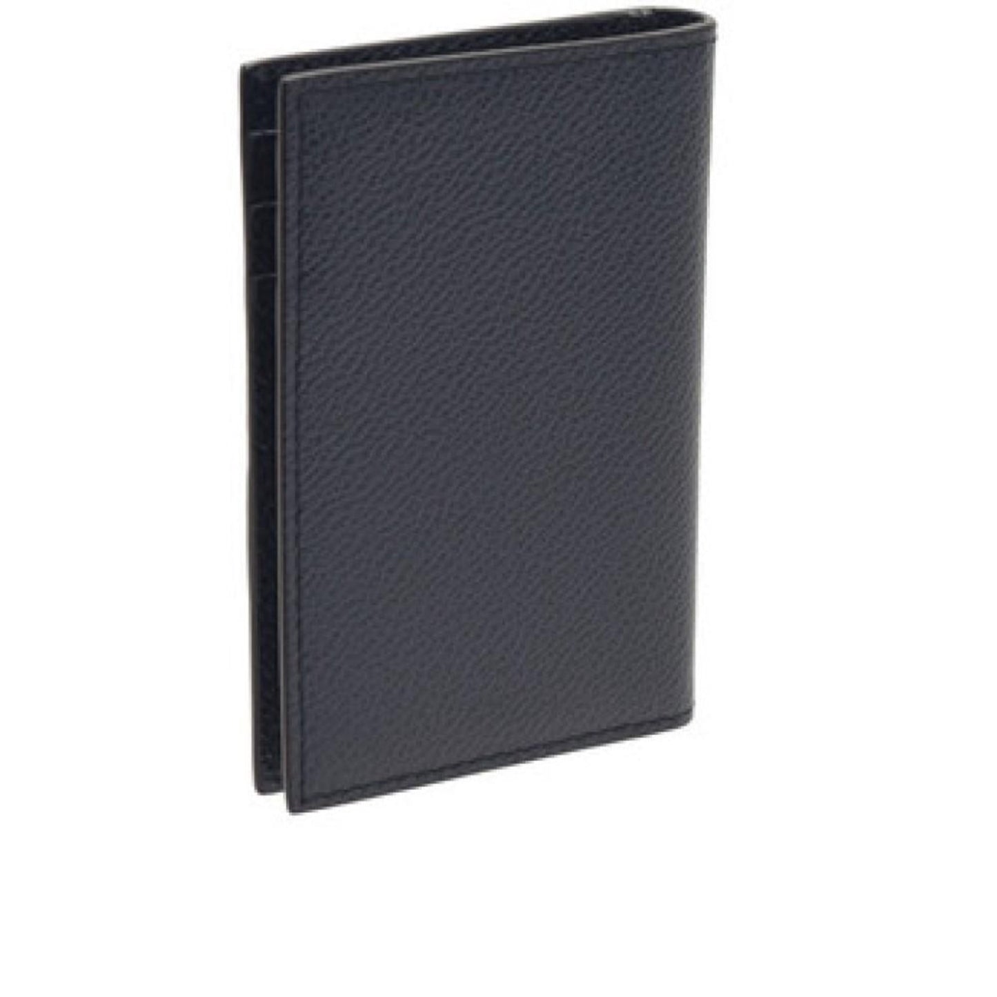 Luxury PradaVitello Grain Blue Leather Triangle Logo Vertical Bifold Wallet
