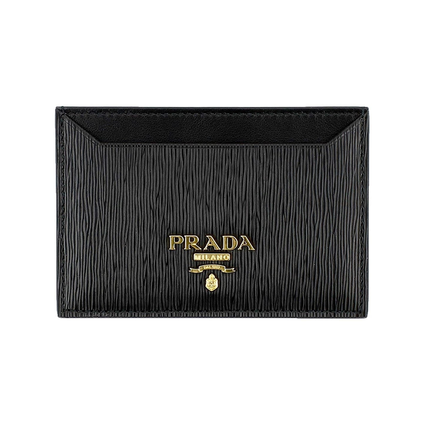 Luxury PradaVitello Move Black Leather Small Card Holder Case Wallet