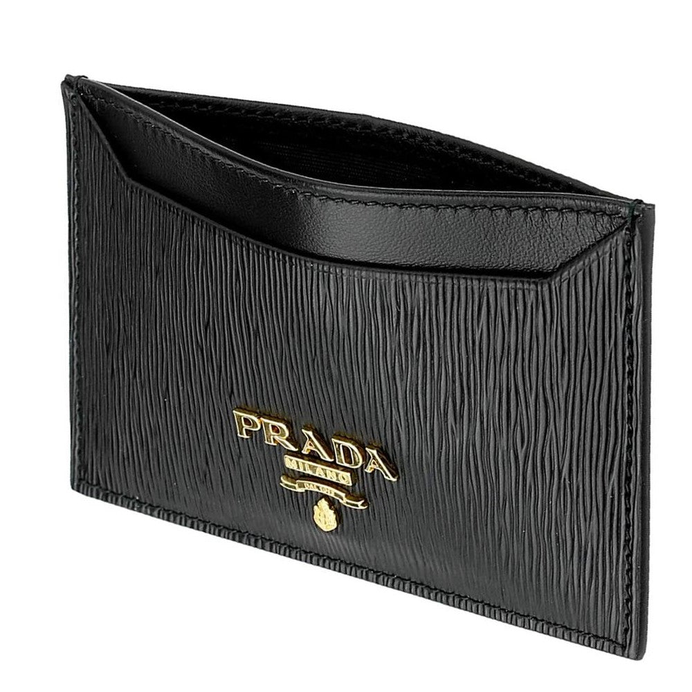 Luxury PradaVitello Move Black Leather Small Card Holder Case Wallet