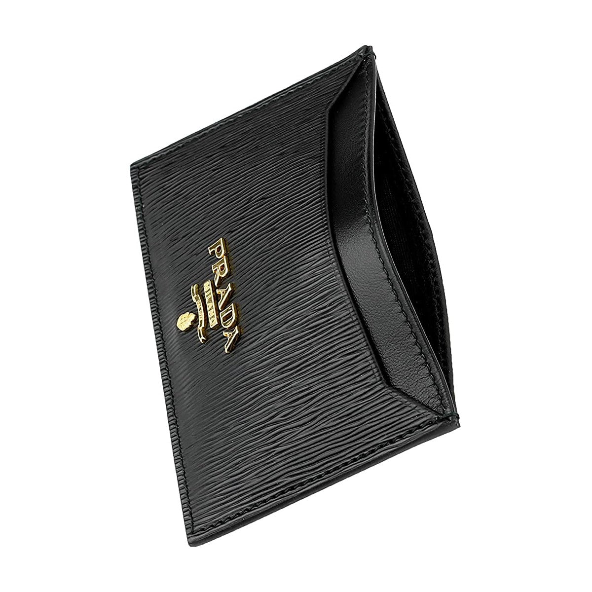 Luxury PradaVitello Move Black Leather Small Card Holder Case Wallet
