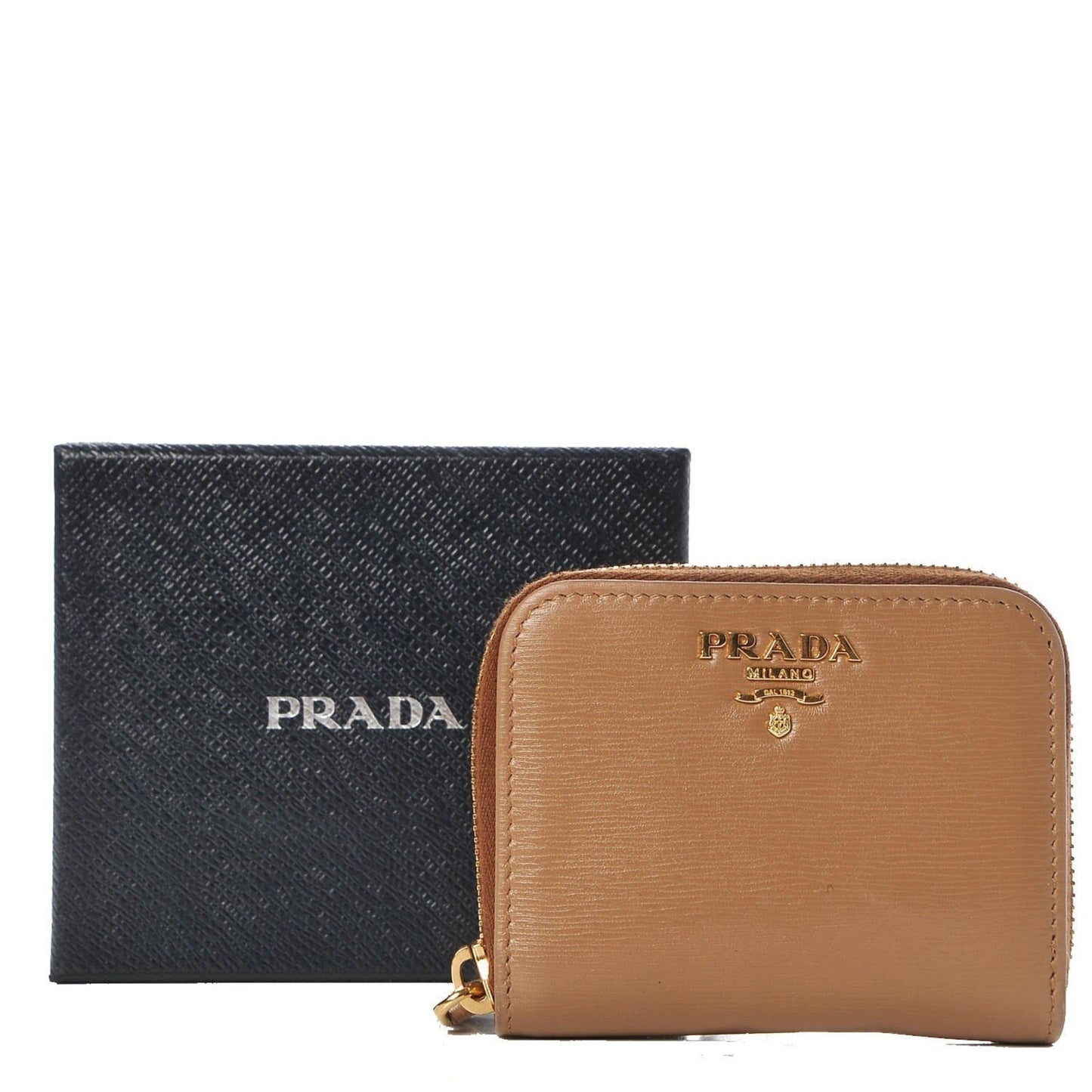 Luxury PradaVitello Move Cipria Beige Leather Zip Around