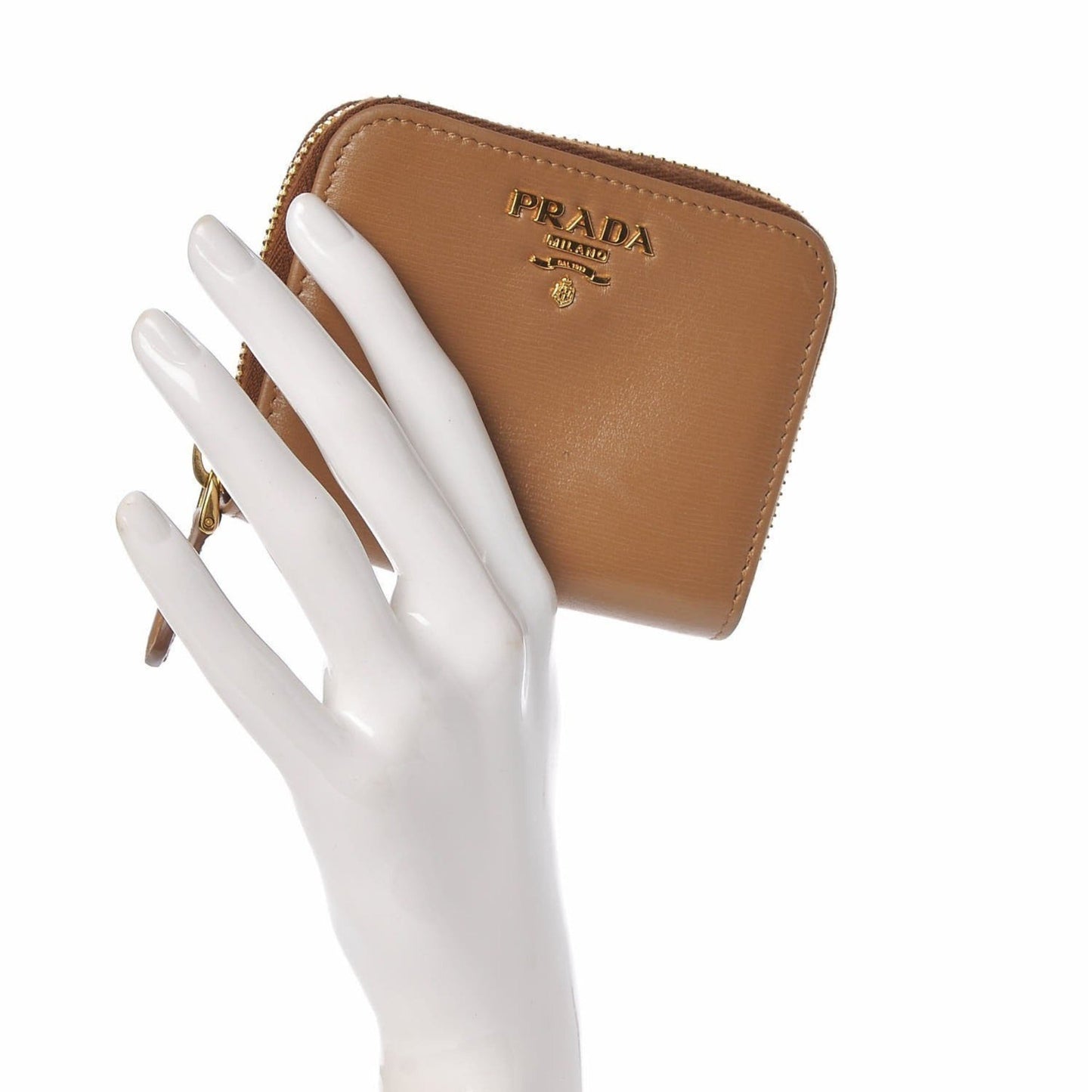 Luxury PradaVitello Move Cipria Beige Leather Zip Around