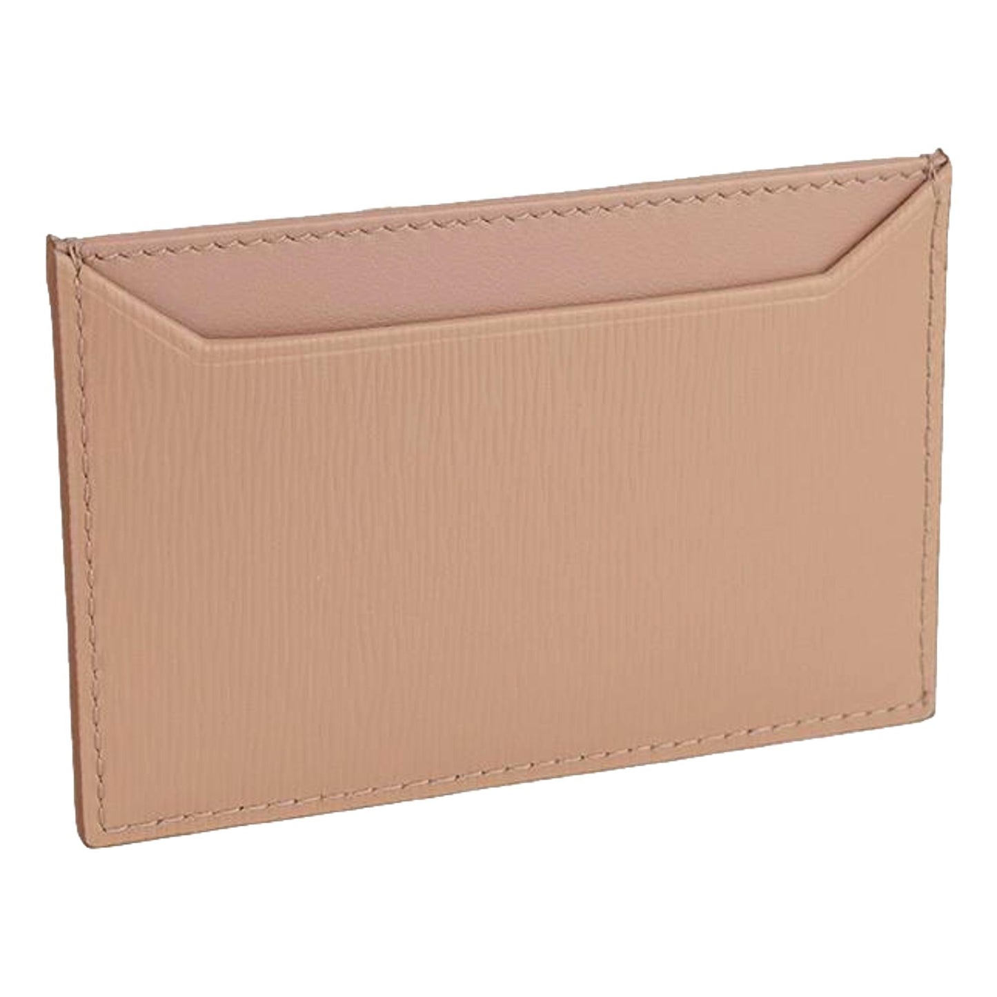 Luxury PradaVitello Move Cipria Beige Leather Logo Plaque Card Holder Wallet