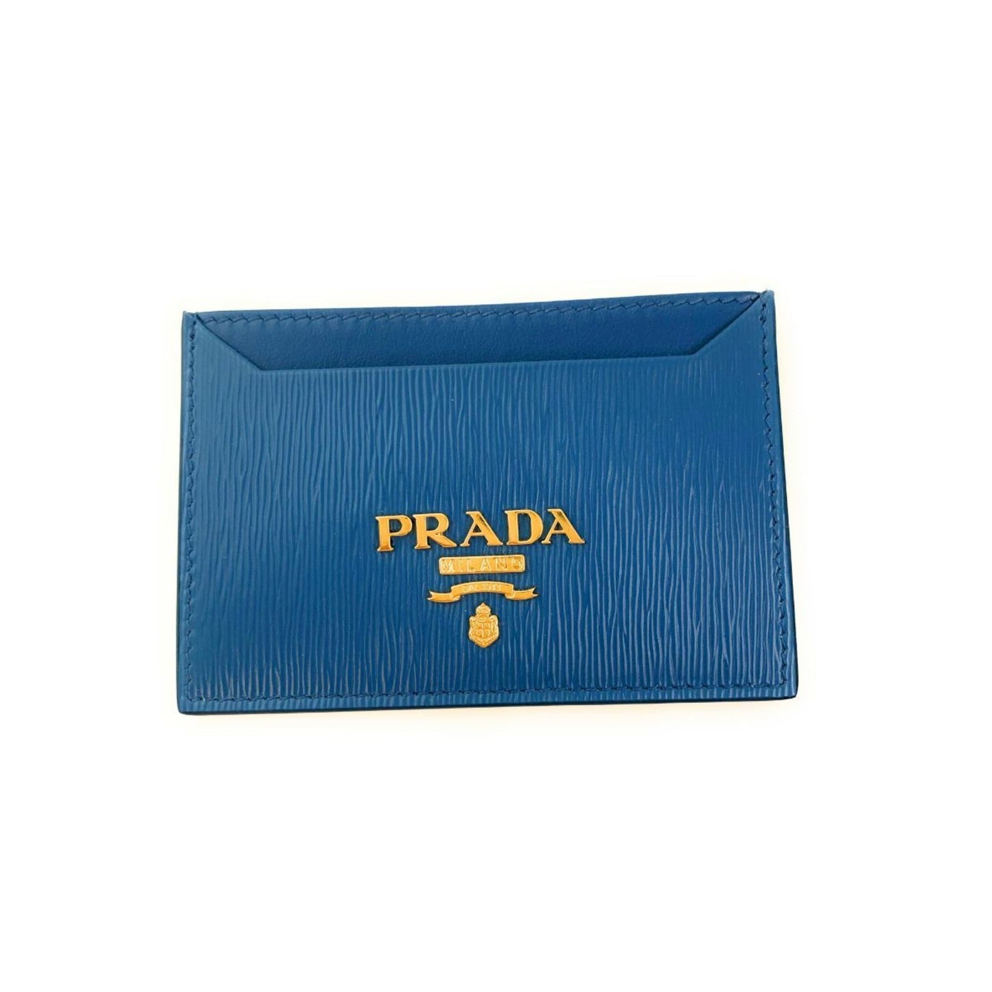 Luxury PradaVitello Move Cobalt Blue Leather Small Card Case Wallet