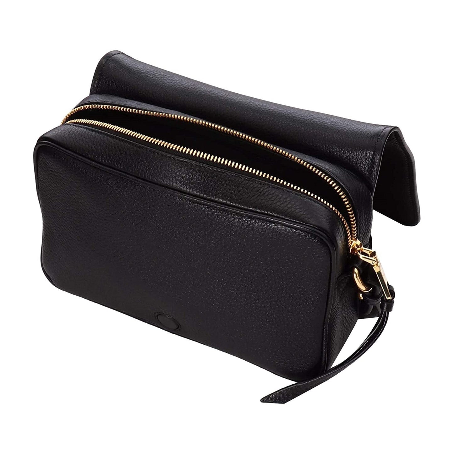 Luxury PradaVitello Phenix Black Leather Flap Crossbody Bag