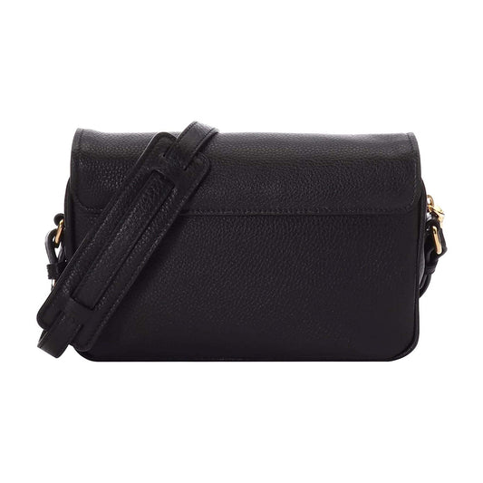Luxury PradaVitello Phenix Black Leather Flap Crossbody Bag