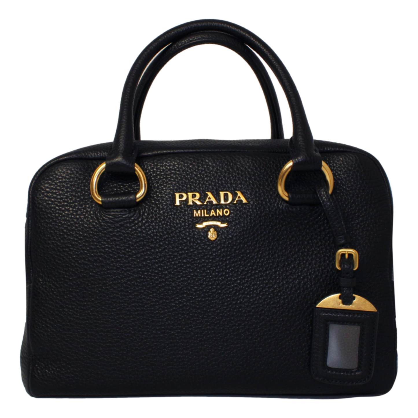 Luxury PradaVitello Phenix Black Leather Web Stripe Crossbody Satchel Bag