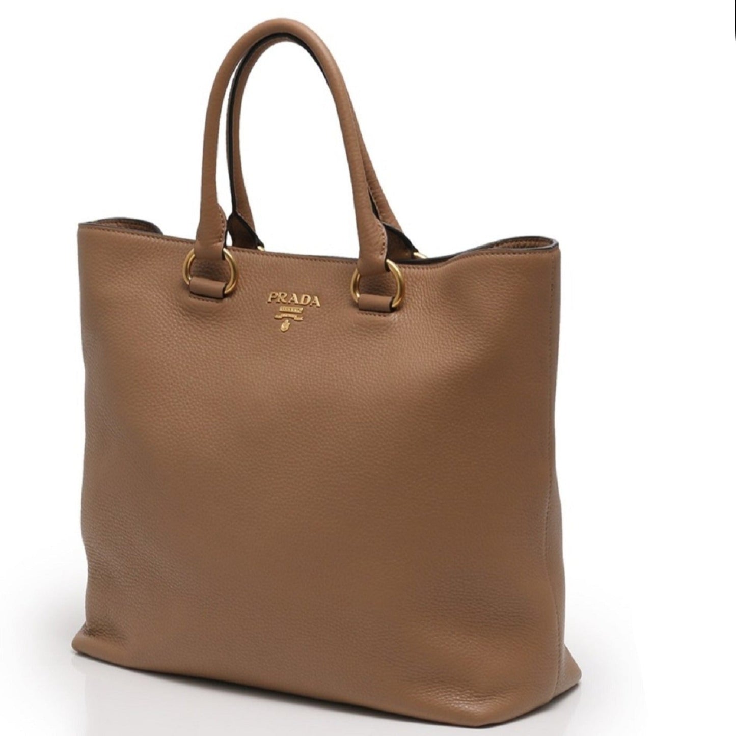 Luxury PradaVitello Phenix Cognac Brown Shopping Tote Bag