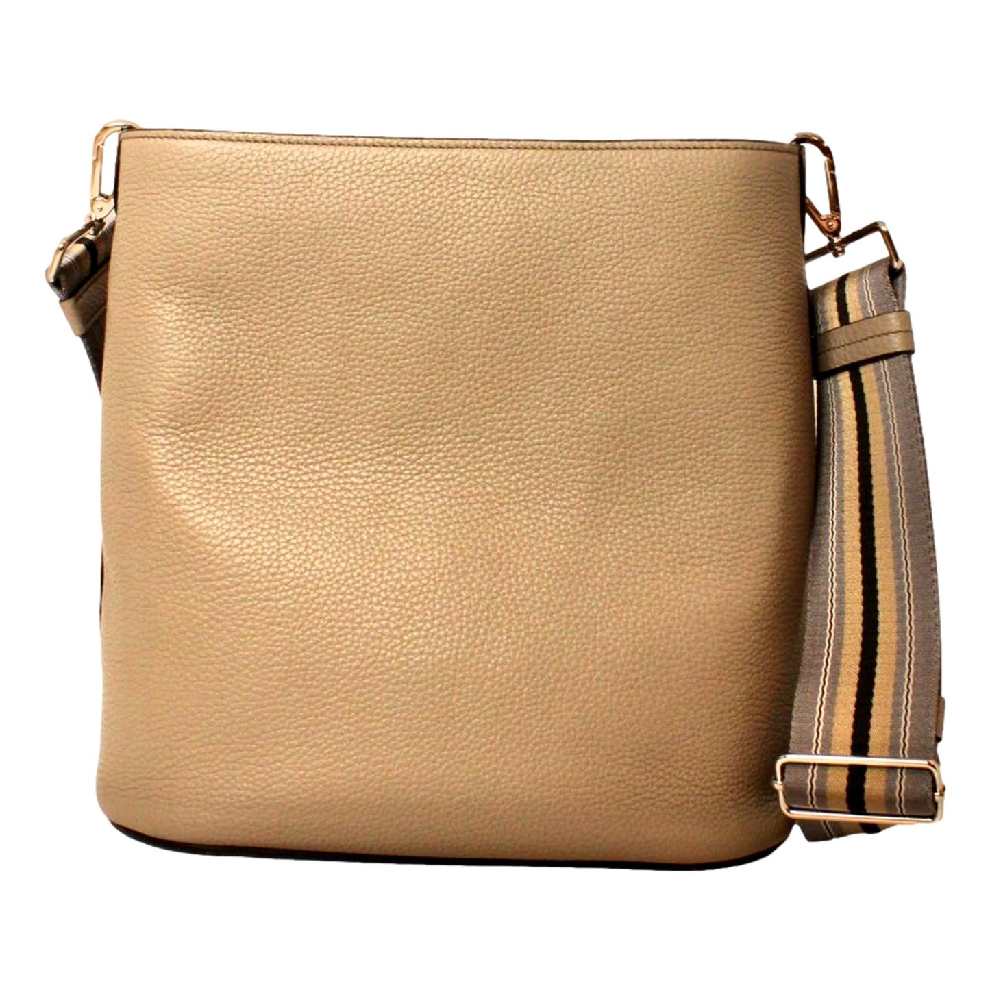 Luxury PradaVitello Phenix Cammeo Leather Stripe Strap Bucket Bag