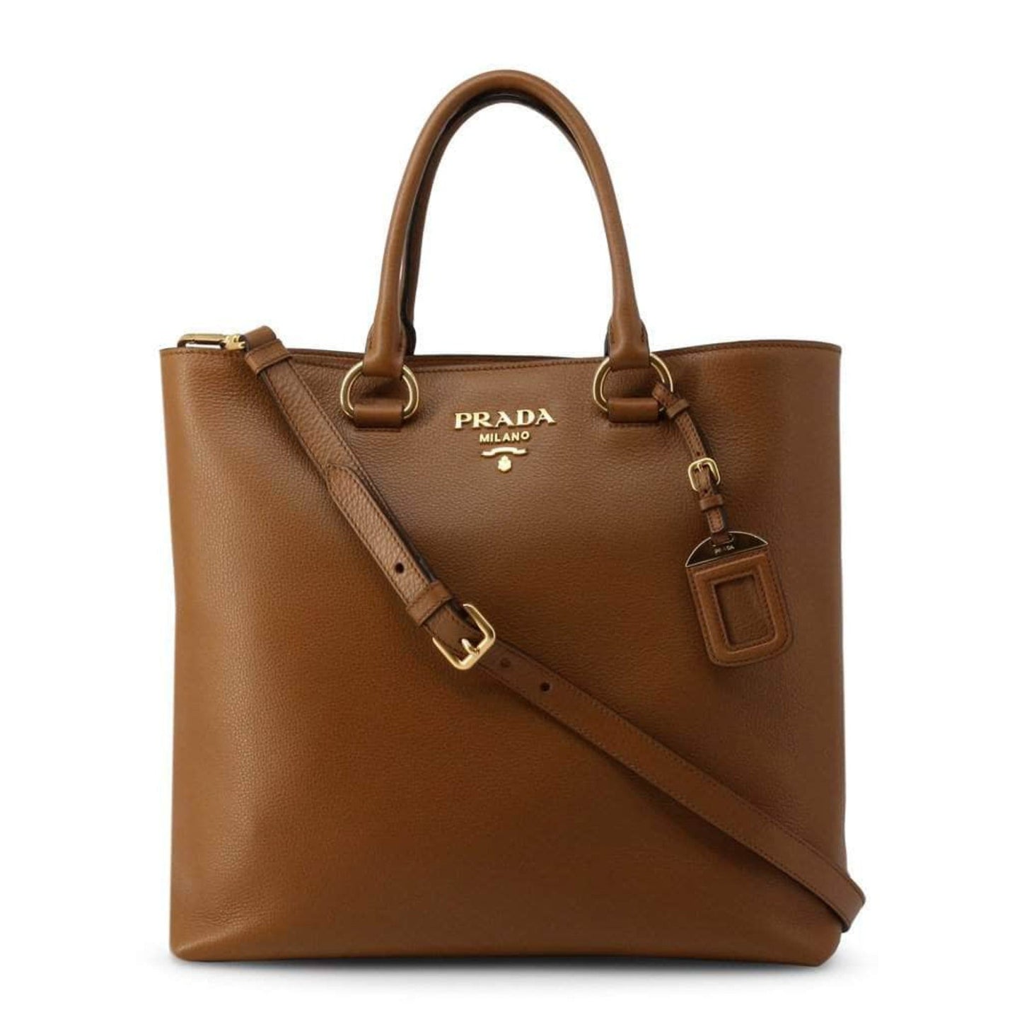 Luxury PradaVitello Phenix Cognac Brown Shopping Tote Bag