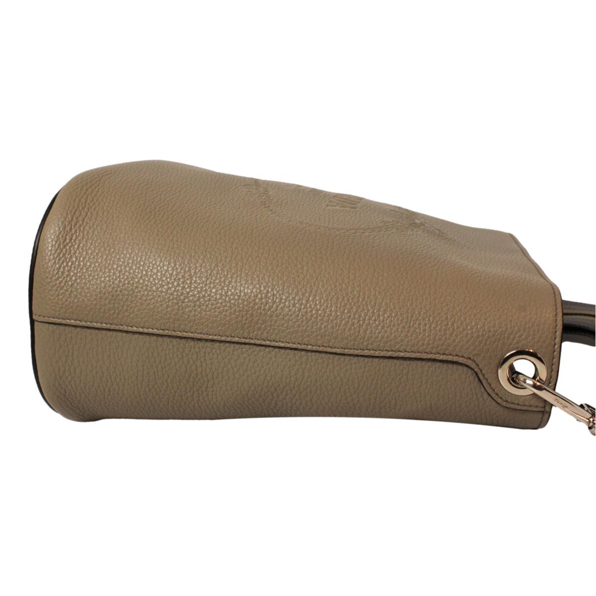 Luxury PradaVitello Phenix Grey Leather Stripe Strap Bucket Bag