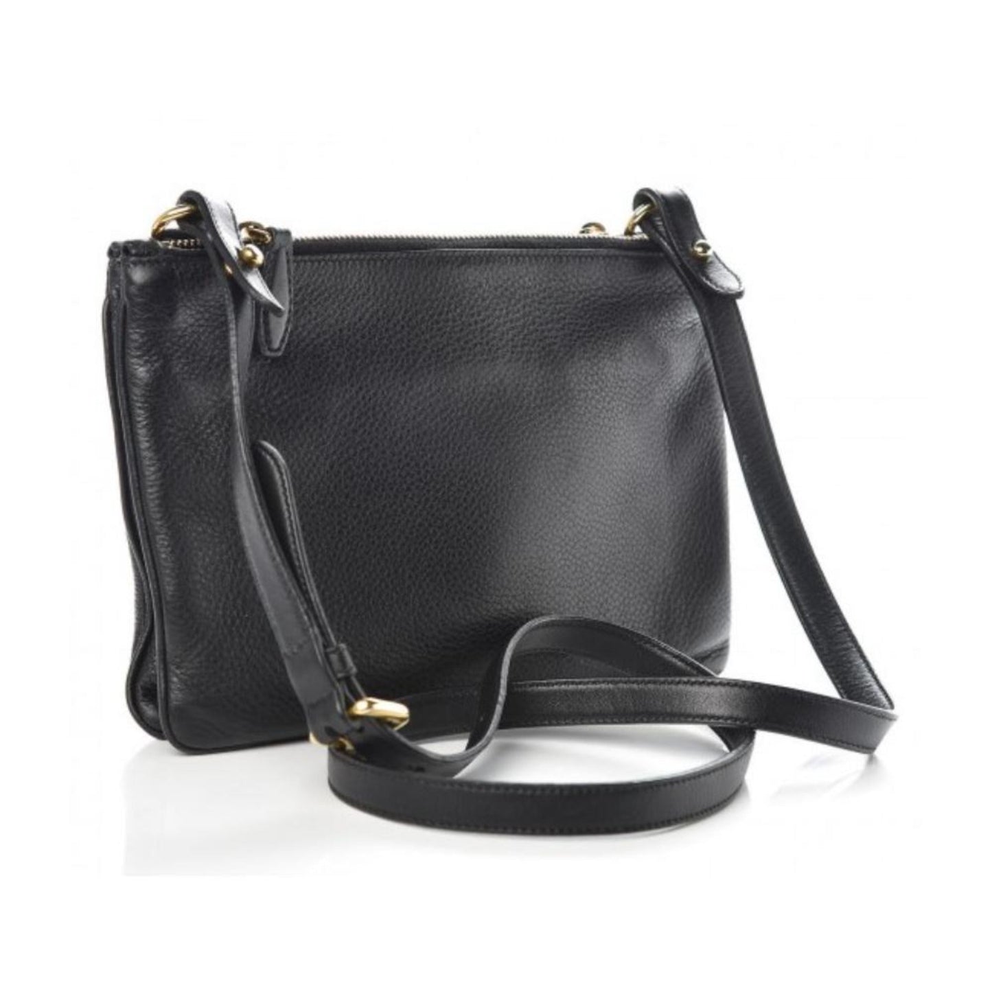 Luxury PradaVitello Phenix Leather Gold Hardware Black Cross Body