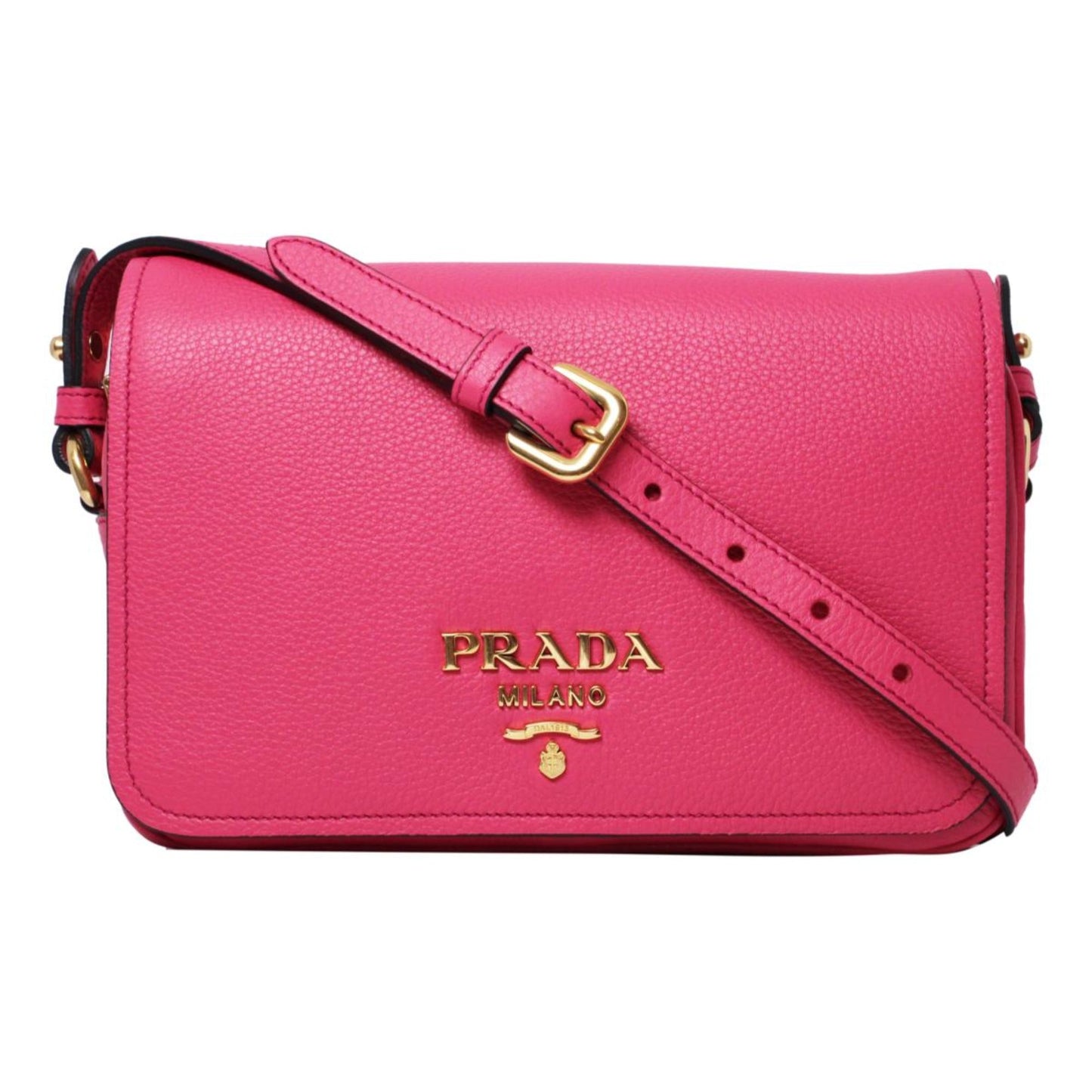 Luxury PradaVitello Phenix Peonia Leather Flap Crossbody Bag