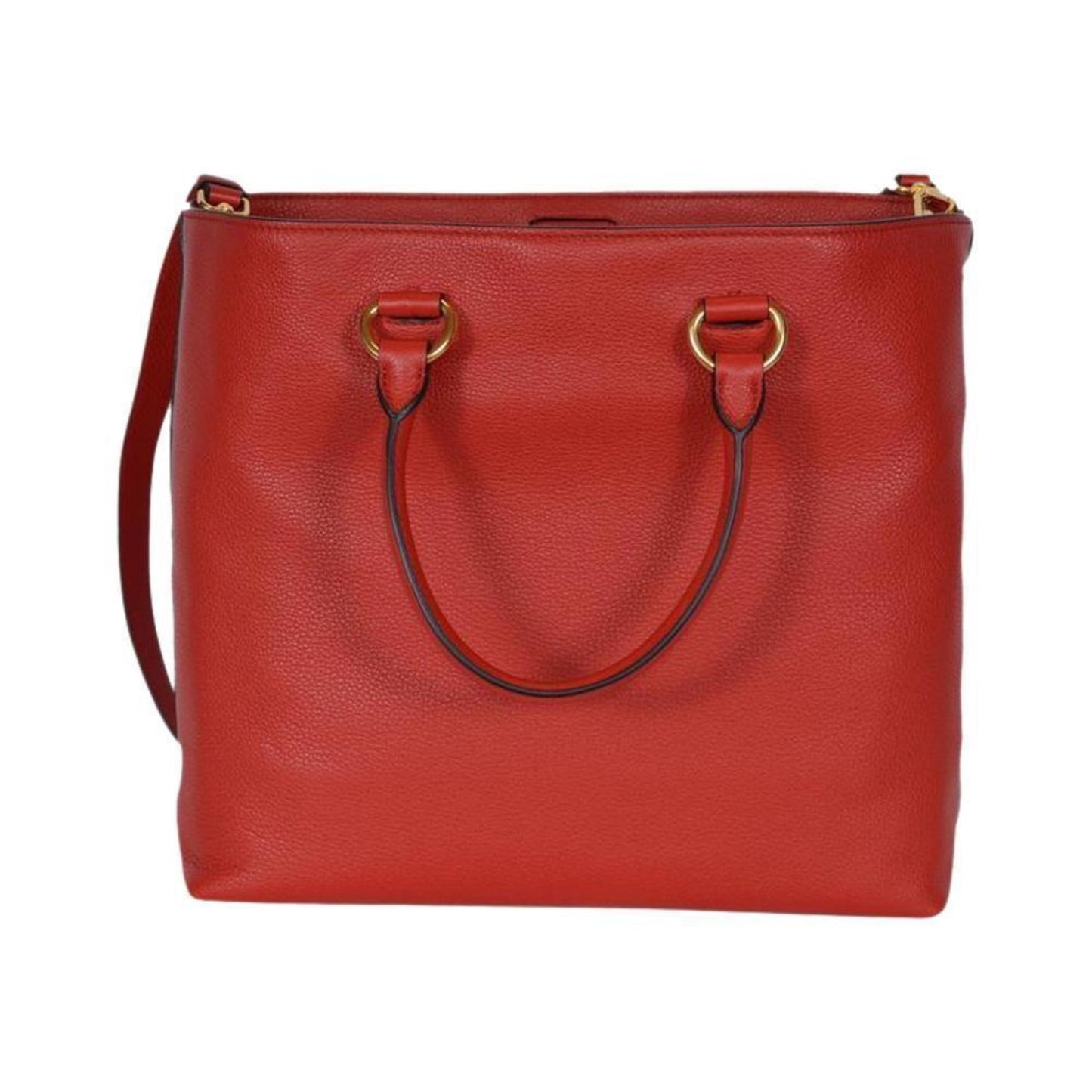 Luxury PradaVitello Phenix Red Leather Shopping Tote