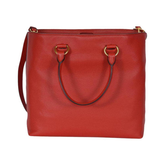 Luxury PradaVitello Phenix Red Leather Shopping Tote