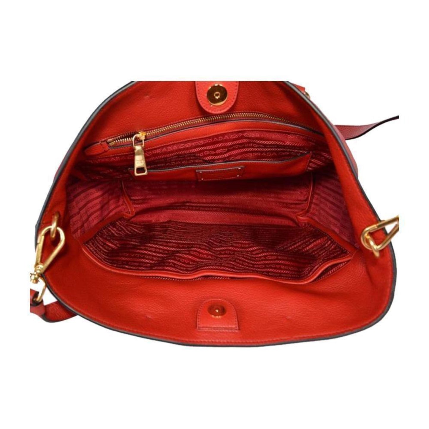Luxury PradaVitello Phenix Red Leather Shopping Tote
