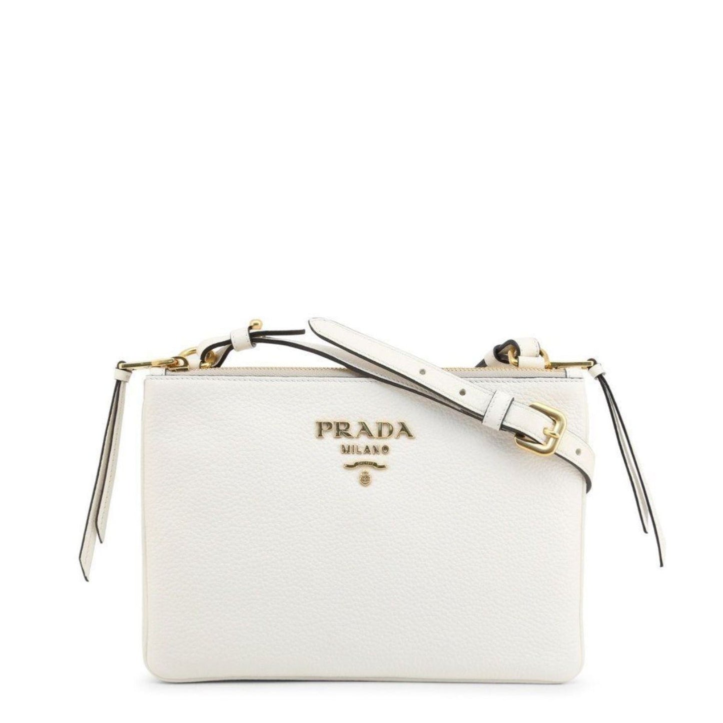 Luxury PradaWhite Leather Vitello Phenix Crossbody Bag