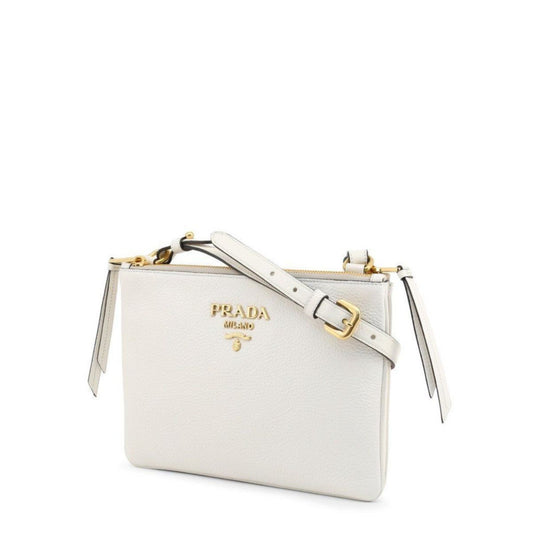 Luxury PradaWhite Leather Vitello Phenix Crossbody Bag