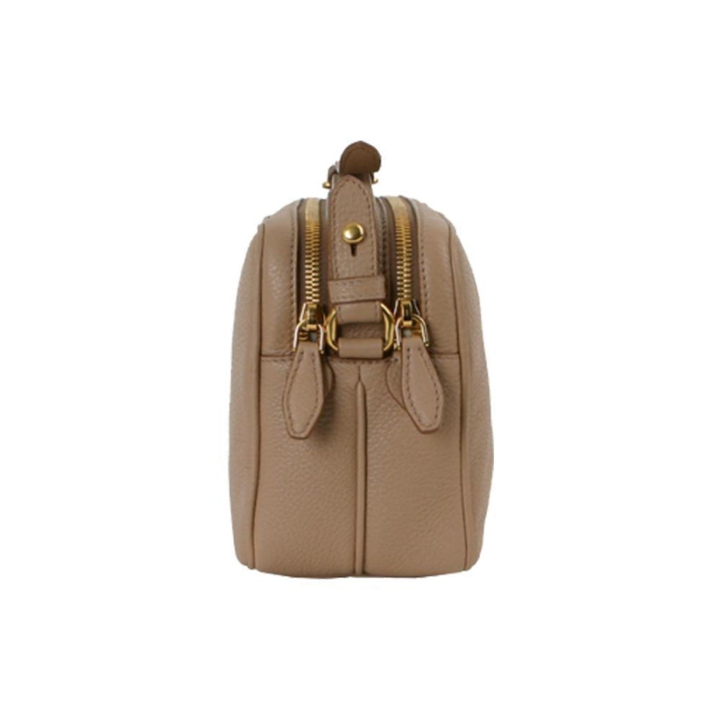 Luxury PradaBeige Vitello Phenix Leather Double Zip Crossbody Bag
