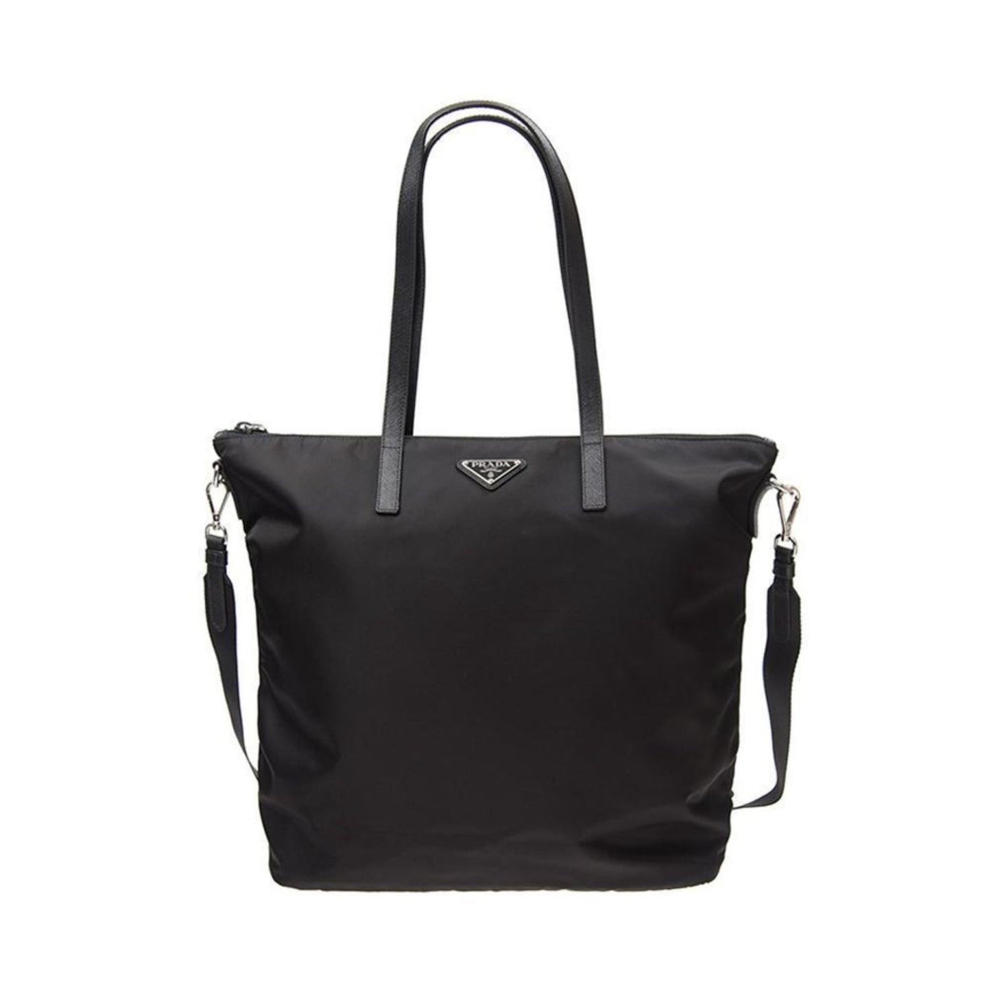 Luxury PradaTessuto Nylon Black Convertible Shopping Tote