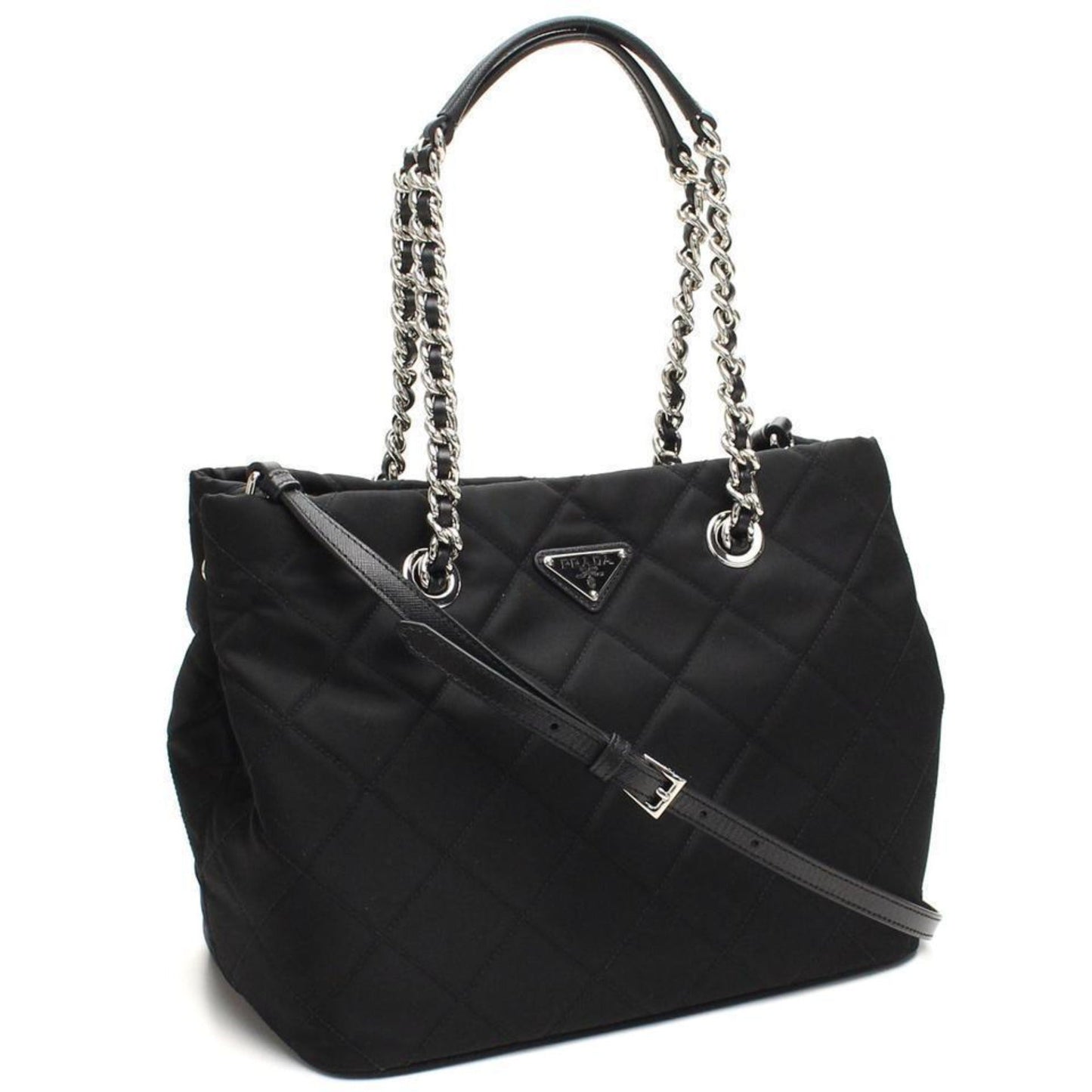Luxury PradaBlack Quilted Tessuto Chain Shoulder Bag Tote