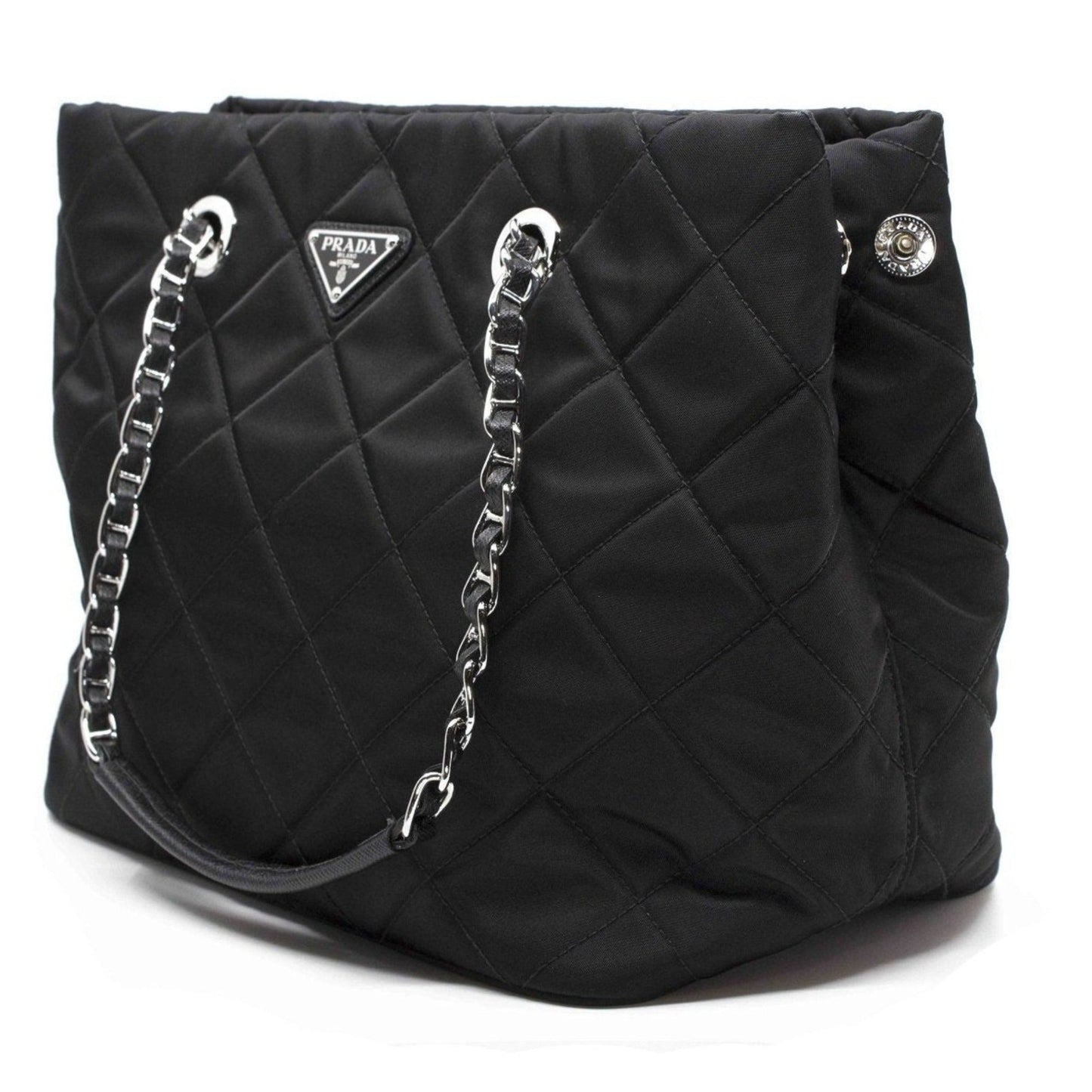 Luxury PradaBlack Quilted Tessuto Chain Shoulder Bag Tote