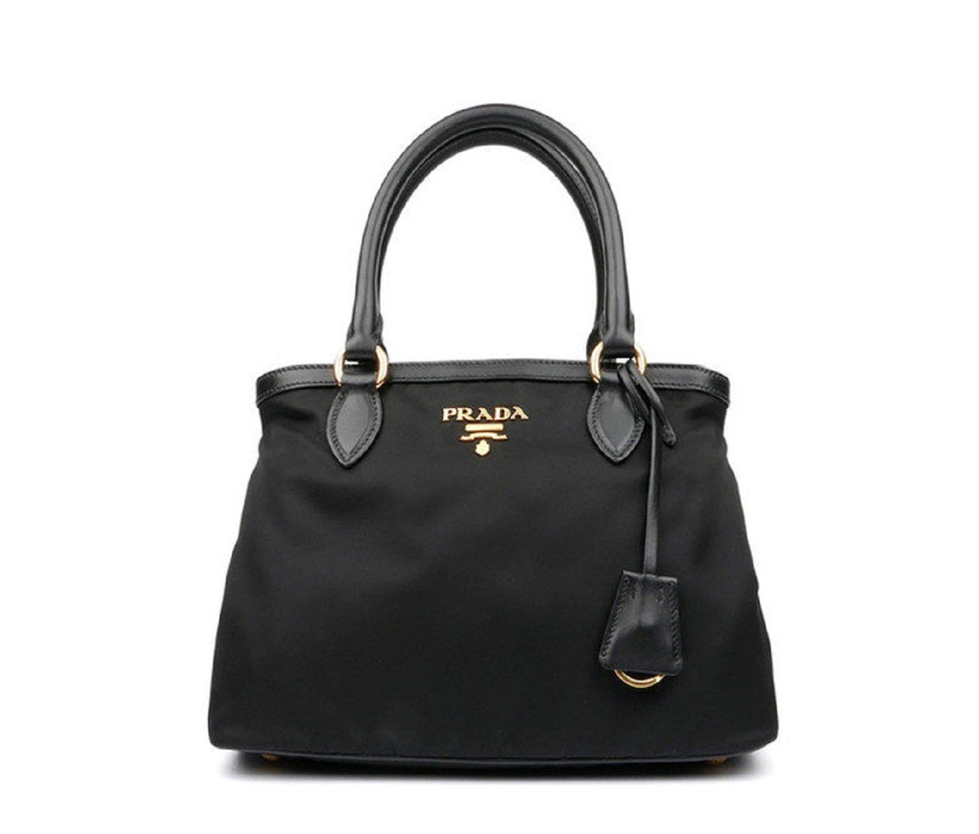 Luxury PradaTessuto Nylon Black Saffiano Medium Handbag Satchel