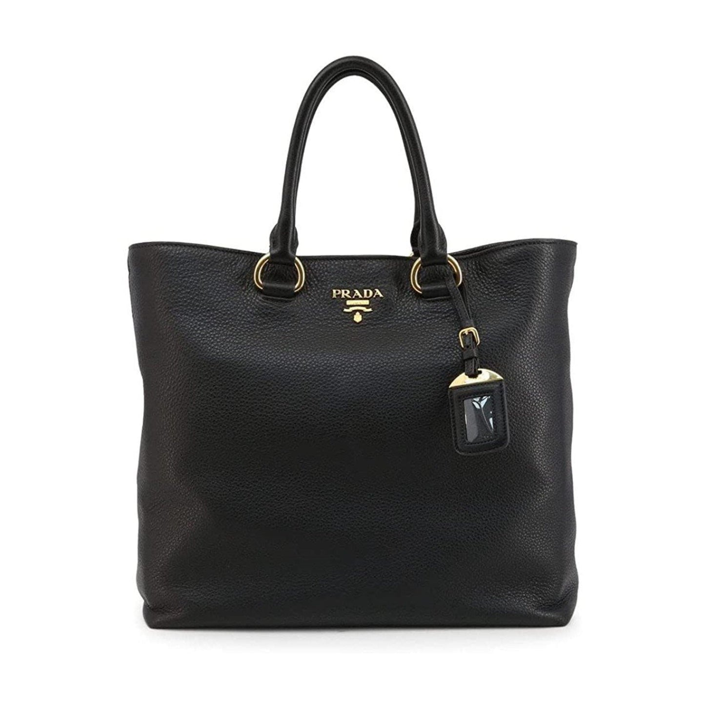 Luxury PradaBlack Vitello Phenix Leather Shopping Tote Bag