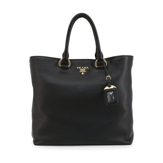 Luxury PradaBlack Vitello Phenix Leather Shopping Tote Bag