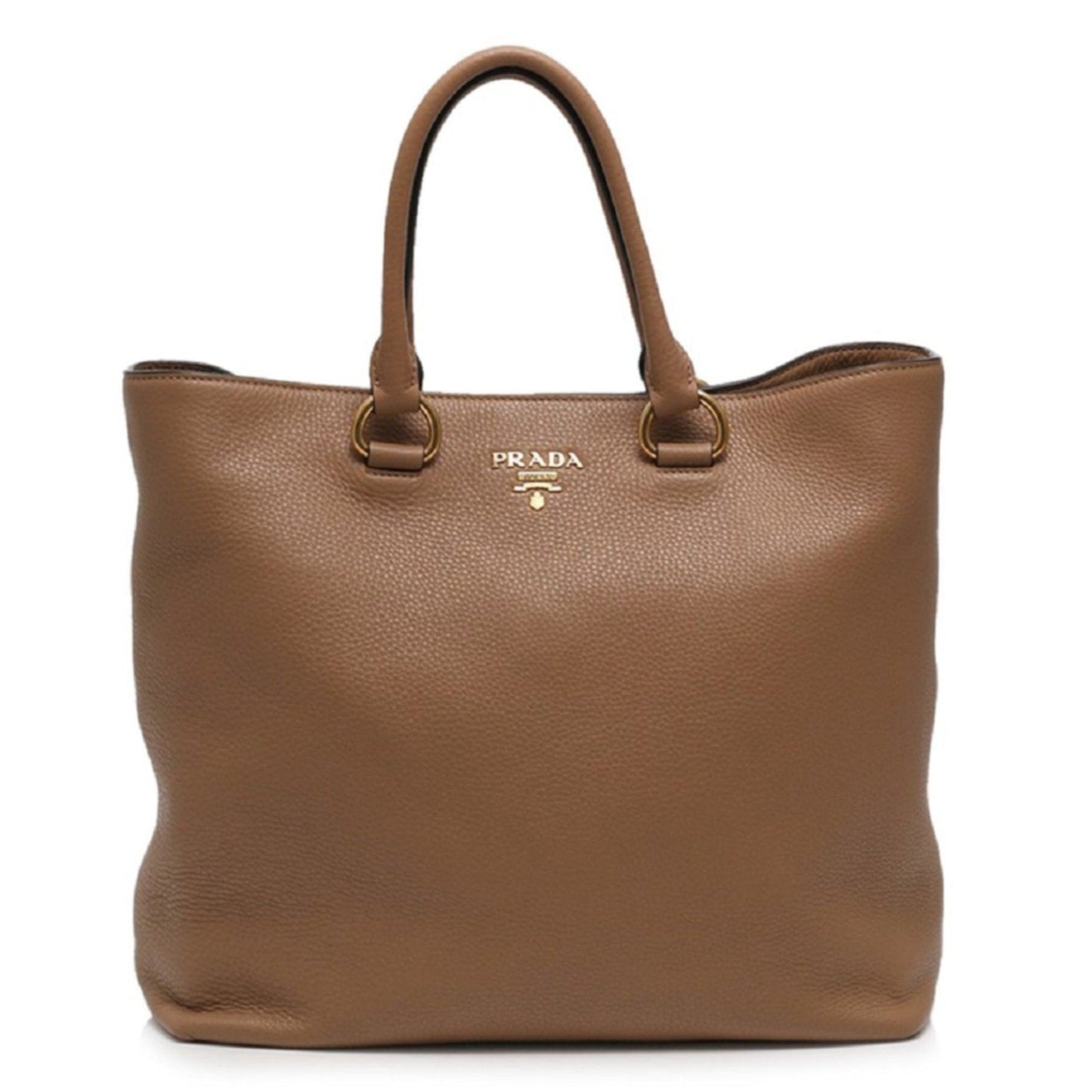 Luxury PradaVitello Phenix Cognac Brown Shopping Tote Bag