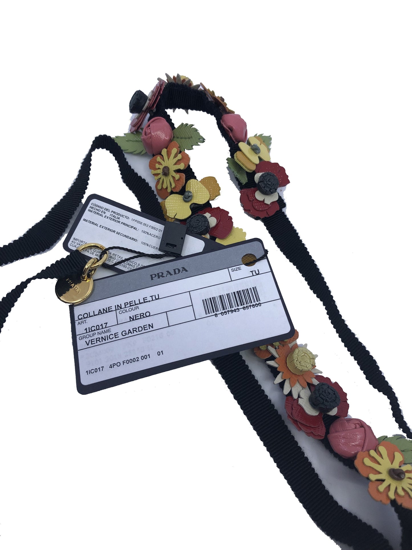 Luxury PradaCollane Pelle Tu Nero Black Vernice Garden Flower Belt