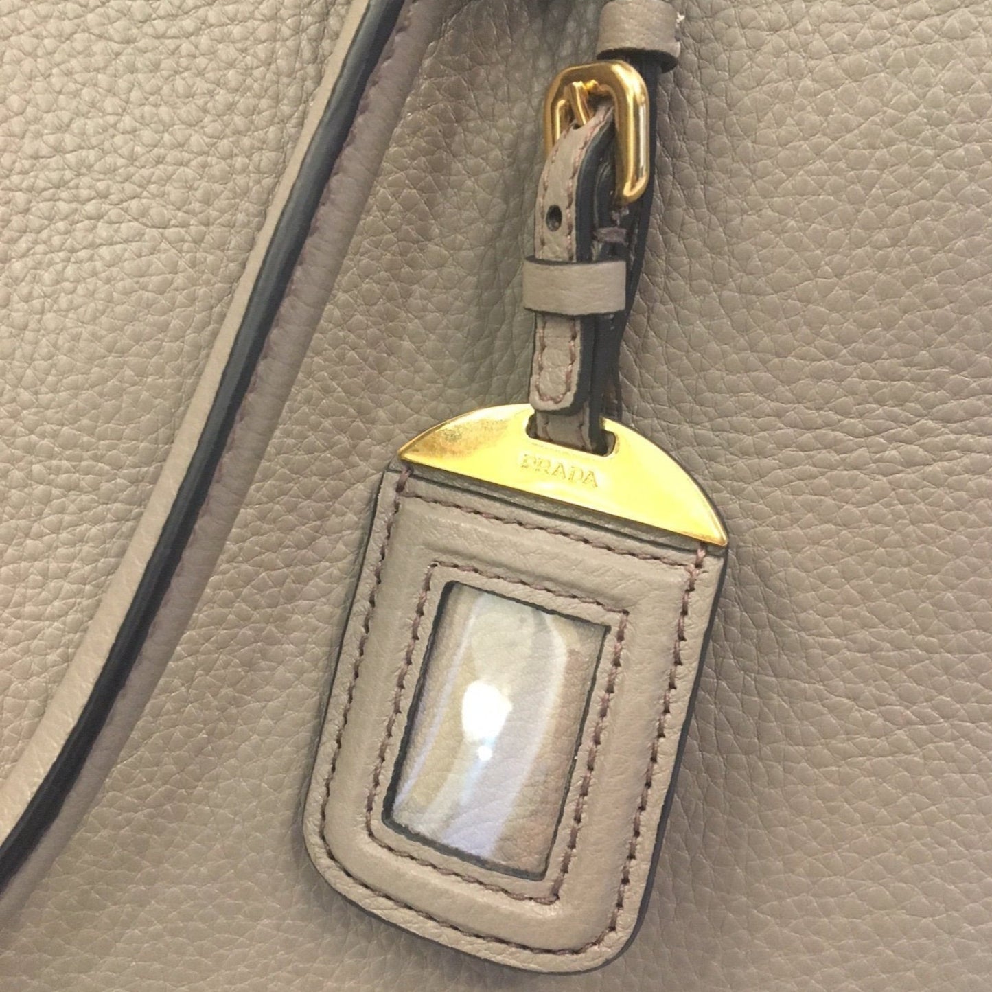 Luxury PradaGray Vitello Phenix Shopping Tote Bag