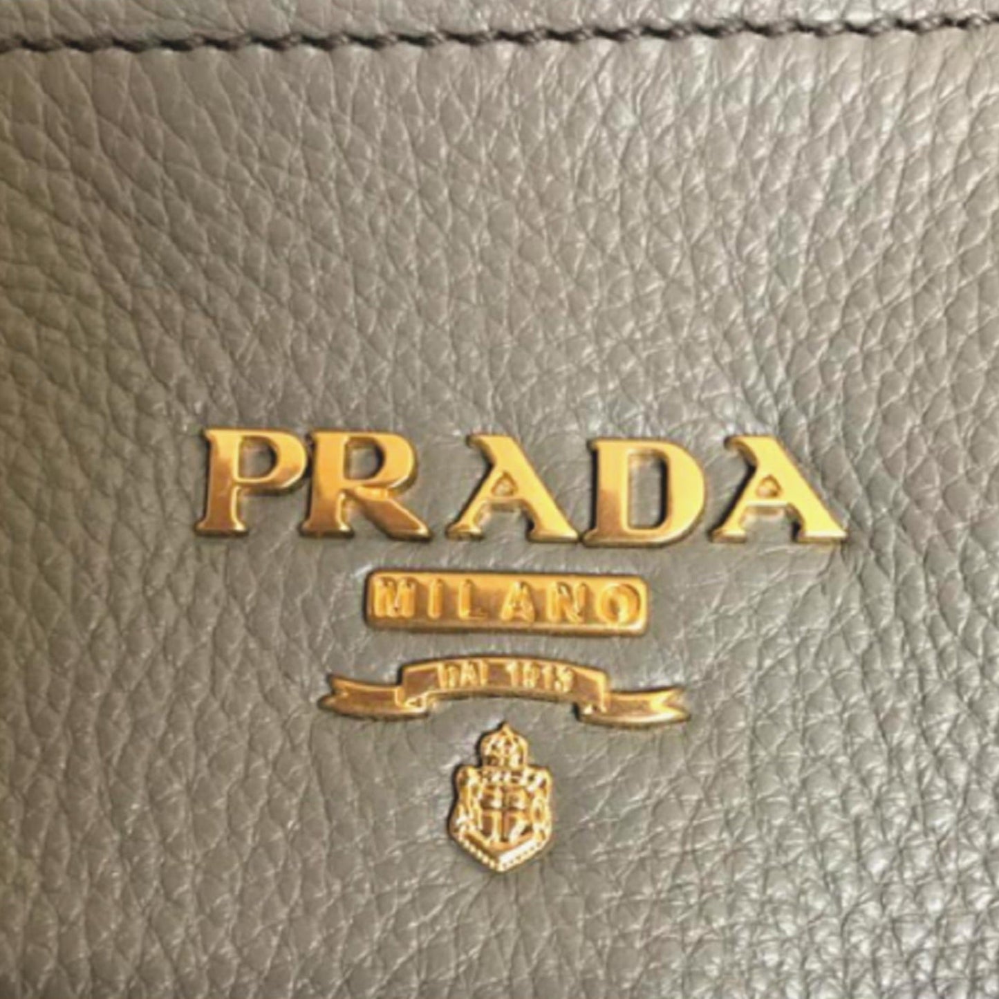 Luxury PradaGray Vitello Phenix Shopping Tote Bag