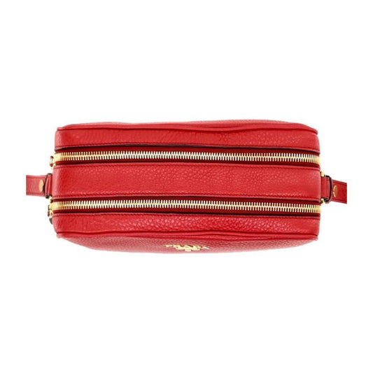 Luxury PradaWomen's Red Vitello Phenix Leather Crossbody Handbag Small