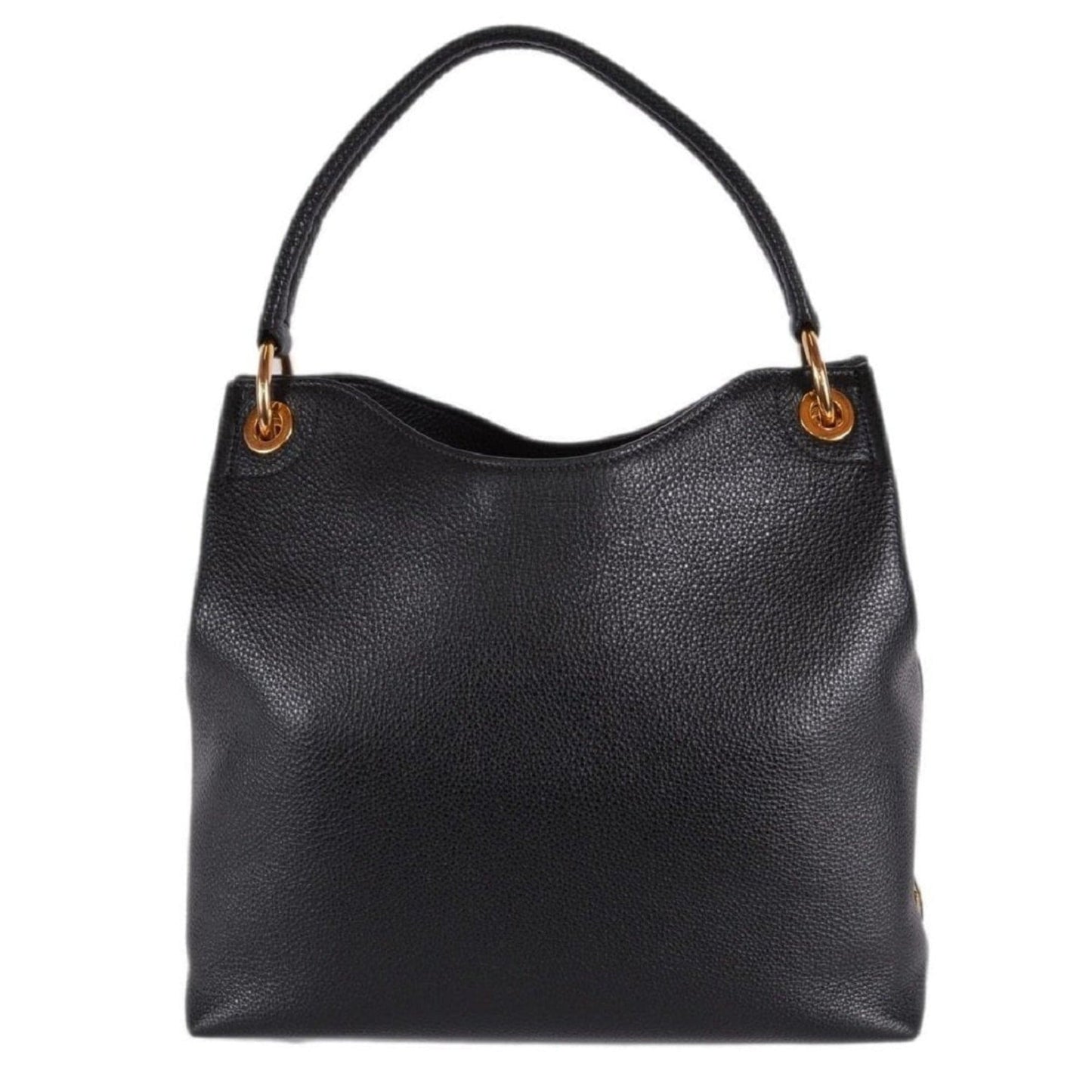 Luxury PradaVitello Phenix Black Leather Embossed Logo Hobo Tote Bag