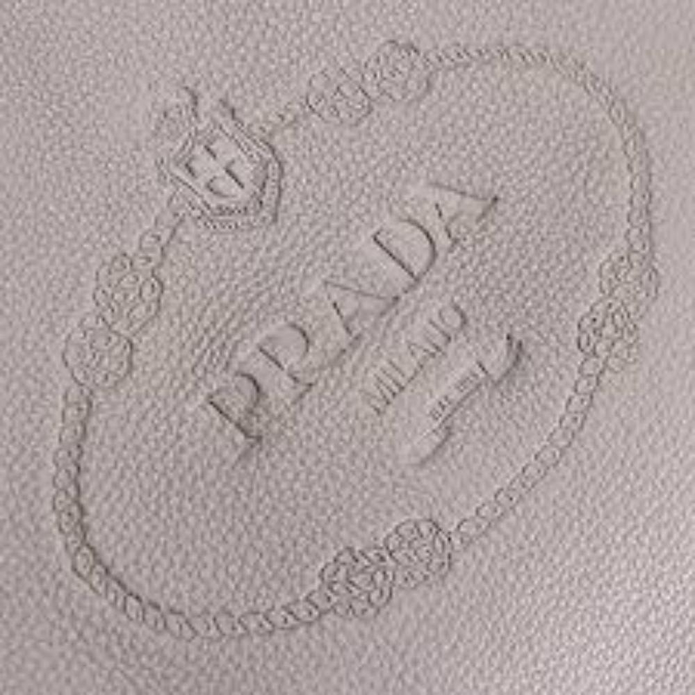 Luxury PradaVitello Phenix Grey Leather Embossed Logo Hobo Tote Bag