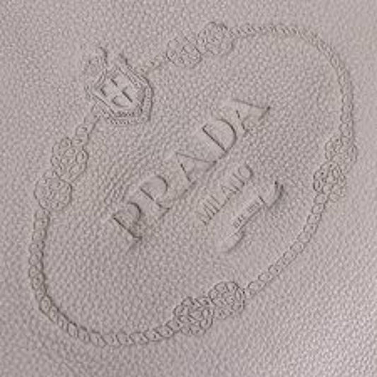 Luxury PradaVitello Phenix Grey Leather Embossed Logo Hobo Tote Bag