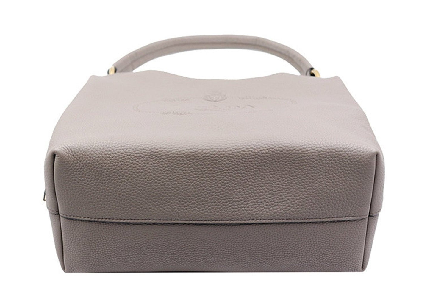 Luxury PradaVitello Phenix Grey Leather Embossed Logo Hobo Tote Bag